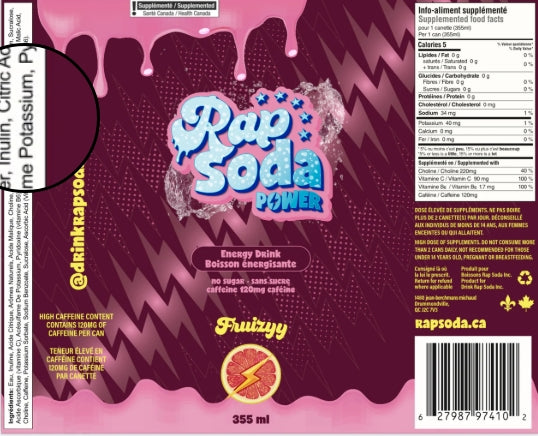 RTD - RAP SODA POWER – Boisson Énergisante Sans Sucre (355 ml)